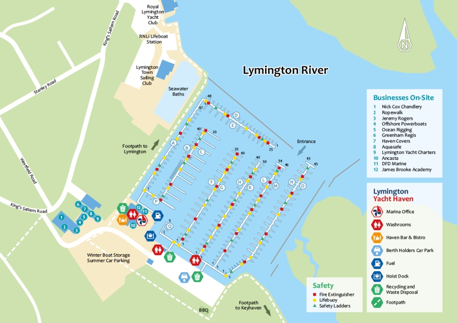 lymington marina yacht haven map illustration